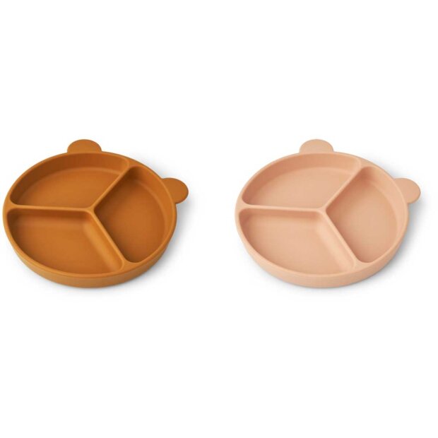 LIEWOOD - STACY DIVIDER SUCTION PLATE 2-PAK | MUSTARD/TUSCANY ROSE MIX