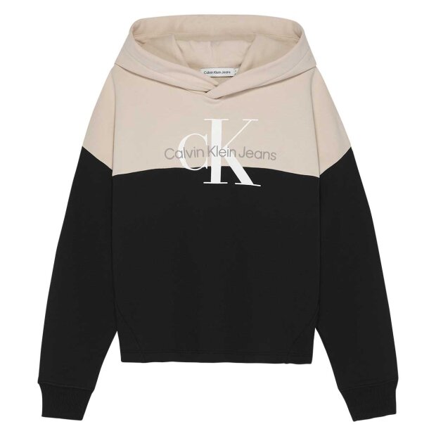 CALVIN KLEIN - COLOUR BLOCK MONOGRAM HOODIE | BLACK