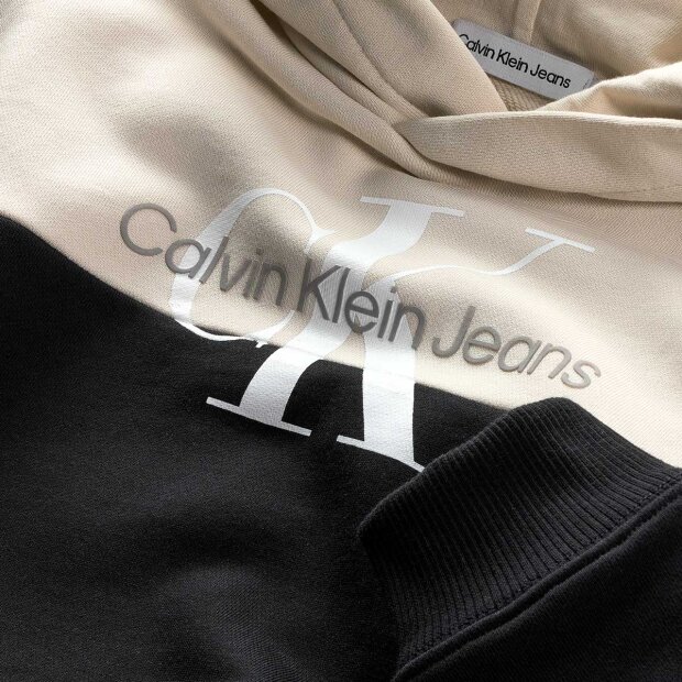 CALVIN KLEIN - COLOUR BLOCK MONOGRAM HOODIE | BLACK