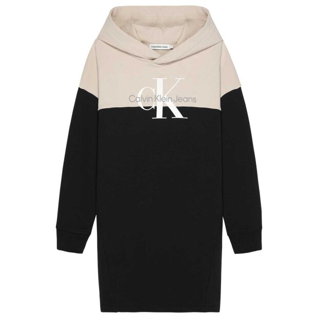 CALVIN KLEIN - COLOUR BLOCK HOODIE DRESS | BLACK