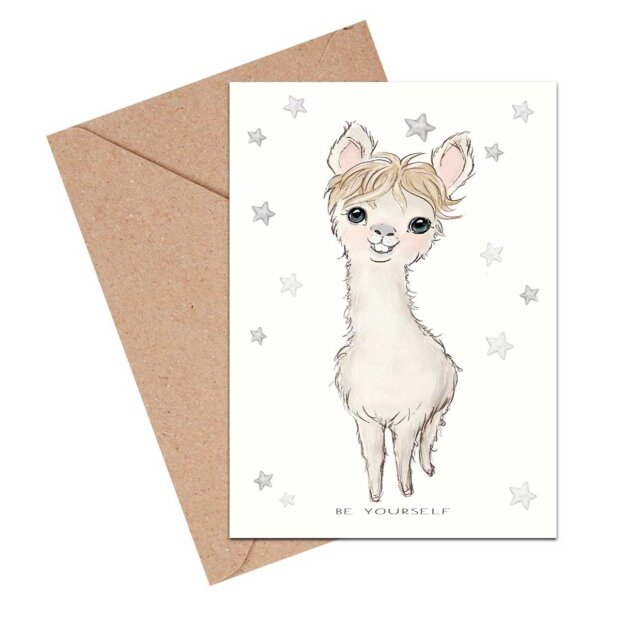 Billede af A6 Kort 11,5x16 Cm | Be Yourself Lama Fra Mouse & Pen