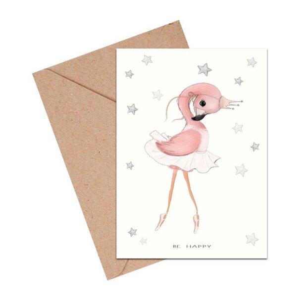 Billede af A6 Kort 11,5x16 Cm | Be Happy Flamingo Fra Mouse & Pen