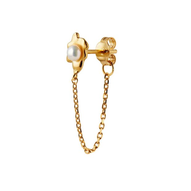 STINE A - SHELLY PEARL EARRING WITH CHAIN 1 STK. | FORGYLDT