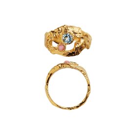 STINE A - MY LOVE ROCK RING WITH BLUE TOPAS/PINK OPAL | FORGYLDT