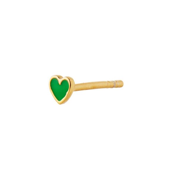 STINE A - PETIT LOVE HEART ØRERING - 1 STK. | FORGYLDT M/GRASS GREEN ENAMEL STINE A - PETIT LOVE HEART ØRERING - 1 STK. | FORGYLDT M/GRASS GREEN ENAMEL