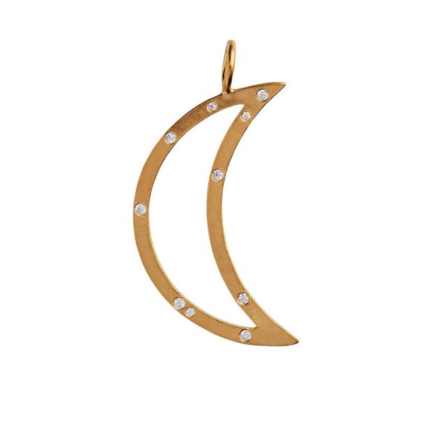 Billede af Bella Moon With Stones Pendant | Forgyldt Fra Stine A