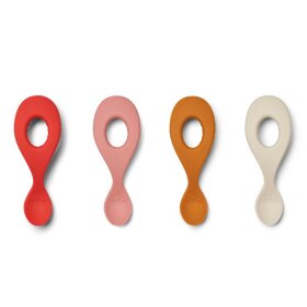 LIEWOOD - LIVA SILICONE SPOON 4-PAK | DUSTY RASPERRY MULTI MIX
