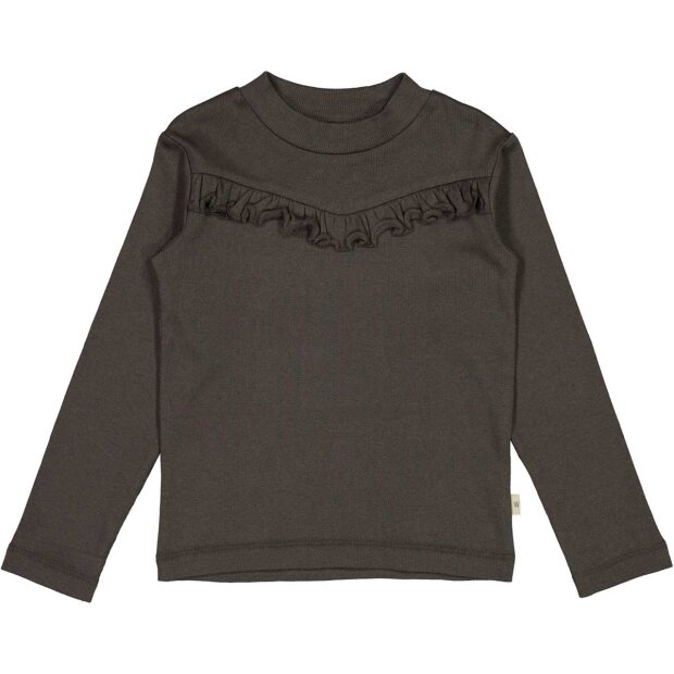 Billede af T-shirt Rib Ruffle | Black Granite Fra Wheat