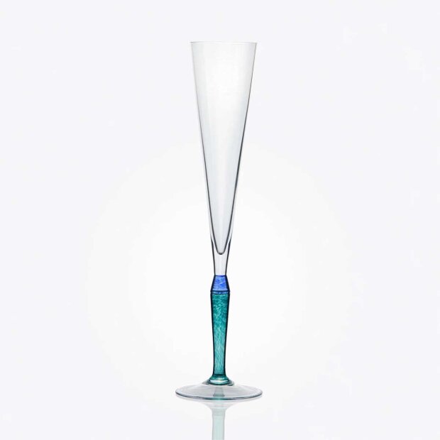 BALTIC SEA GLASS - PARTY CHAMPAGNE H30CM, DARK GREEN/SKY BLUE