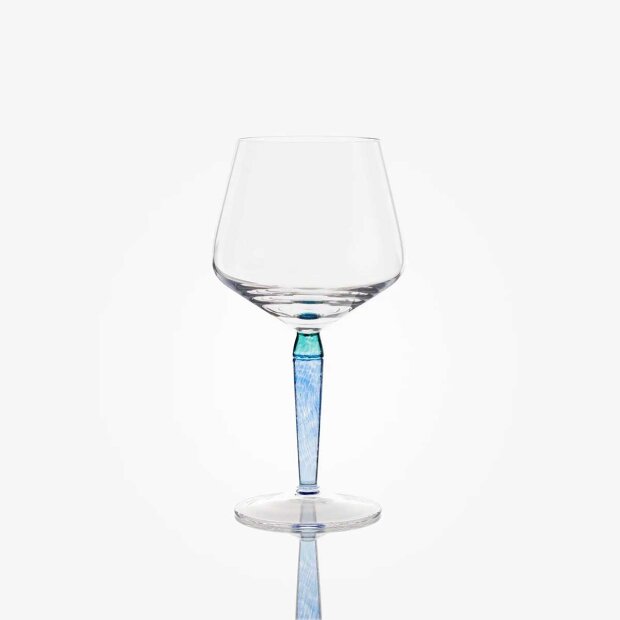 BALTIC SEA GLASS - PARTY GIN GLASS H20CM, DARK GREEN/SKY BLUE