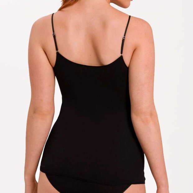 HANRO - SPAGHETTI TOP I BOMULD | SORT