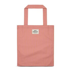 MADS NØRGAARD - STRIPED ORG ATOMA BAG | ICED COFFEE/PINK LAVENDER