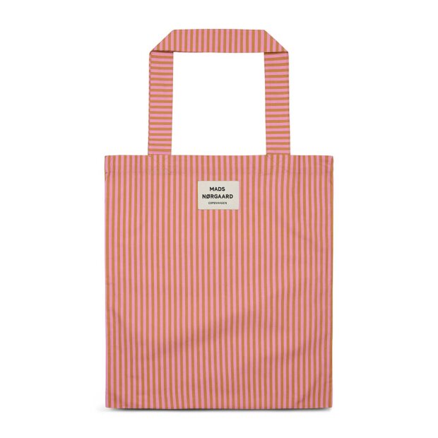 MADS NØRGAARD - STRIPED ORG ATOMA BAG | ICED COFFEE/PINK LAVENDER