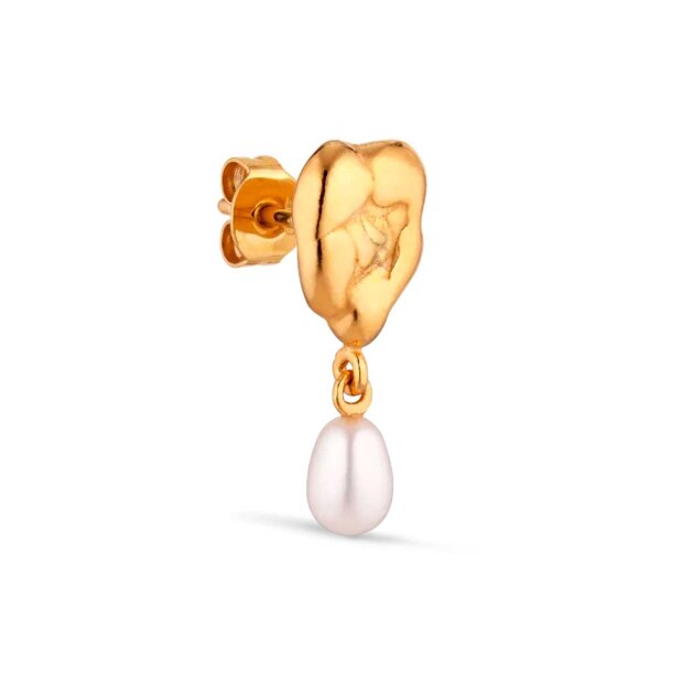 10: Drippy Earstud W/pearl Pendant | Forgyldt Fra Jane Kønig