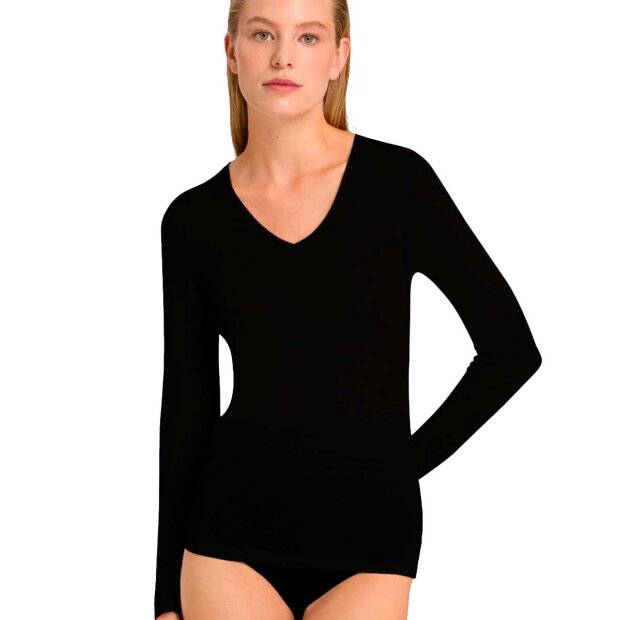 HANRO - LANGÆRMET T-SHIRT M/V HALS | SORT HANRO - LANGÆRMET T-SHIRT M/V HALS | SORT