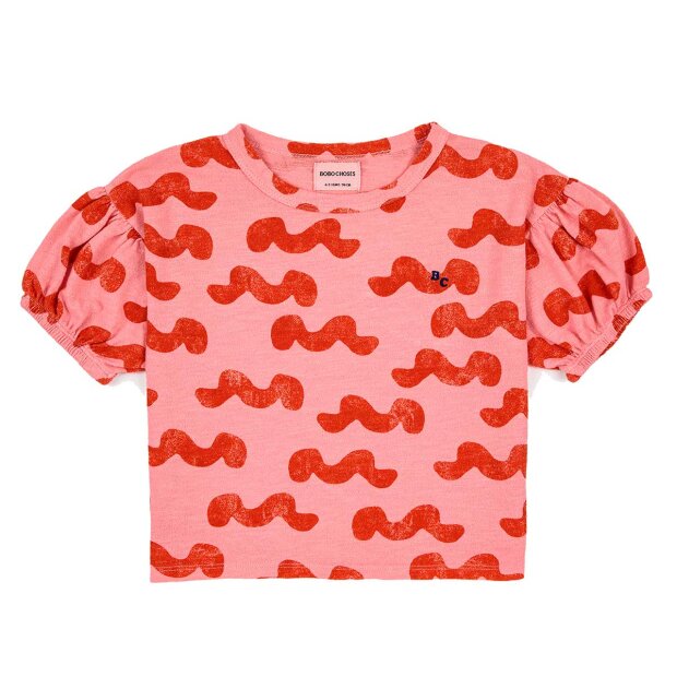 Billede af Waves All Over Puffed Sleeves | Pink Fra Bobo Choses