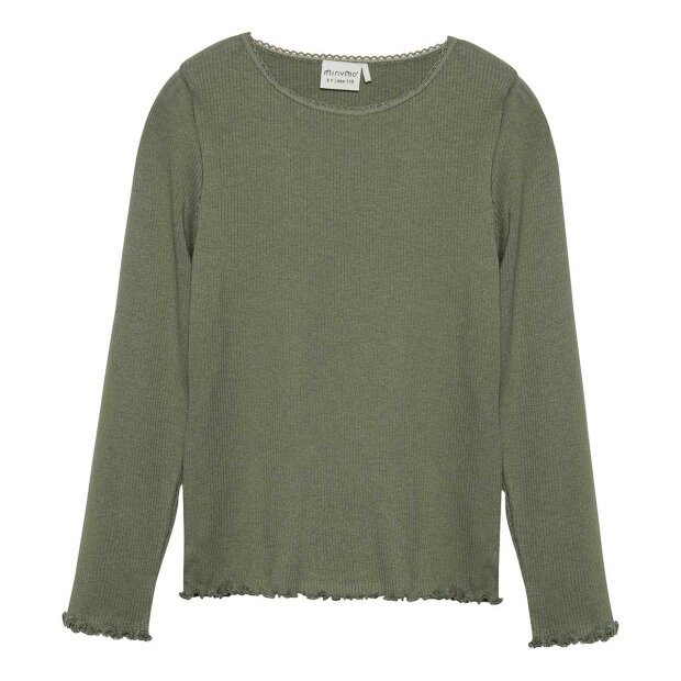 MINYMO - T-SHIRT LS RIB | DEEP LICHEN GREEN