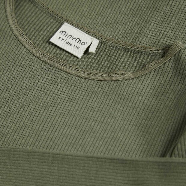 MINYMO - T-SHIRT LS RIB | DEEP LICHEN GREEN