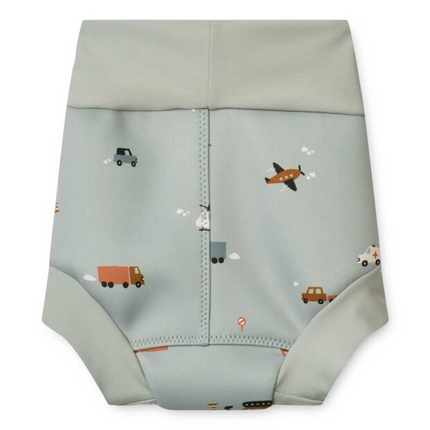 LIEWOOD - VALENTIN PRINTED NAPPY SWIMPANTS | VEHICLES/DOVE BLUE