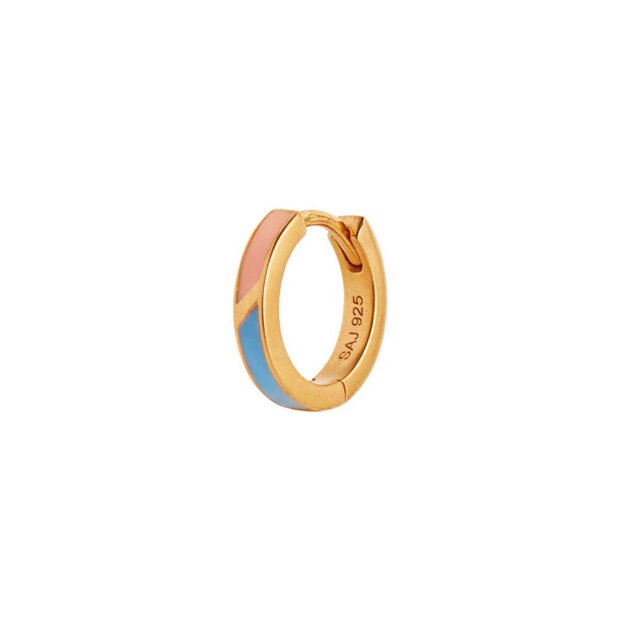 Billede af Petit Circus Huggie Earring Blue & Pale Peach Enamel 1 Stk. | Forgyldt Fra Stine A