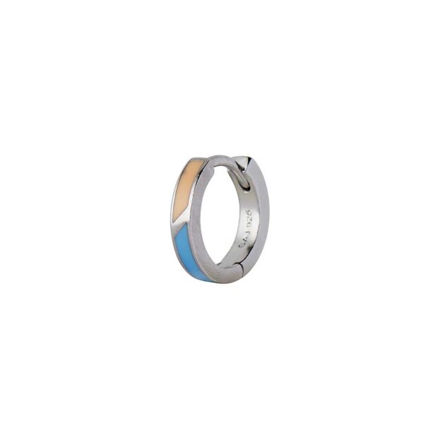 Billede af Petit Circus Huggie Earring Blue & Pale Peach Enamel 1 Stk. | Sølv Fra Stine A