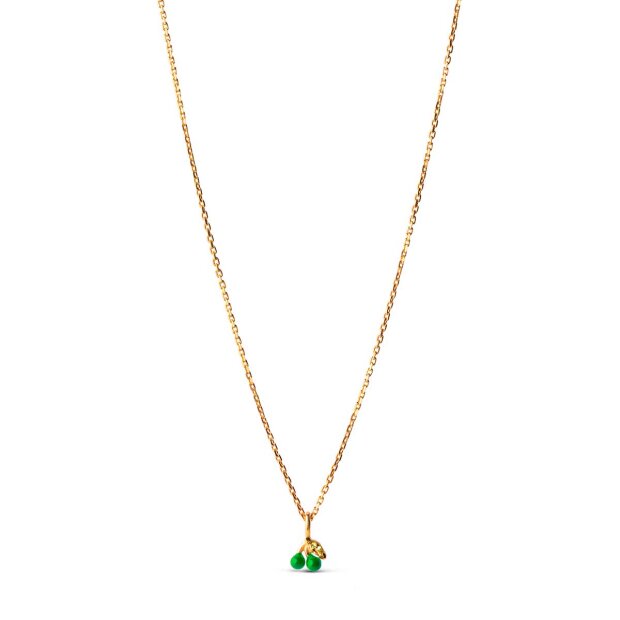 Billede af Cherry Necklace Forgyldt | Grass Green Fra Enamel Copenhagen