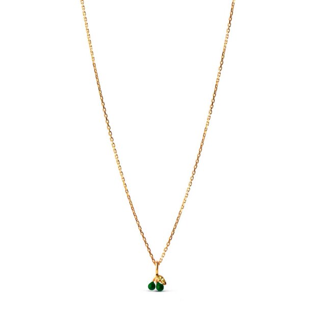 Billede af Cherry Necklace Forgyldt | Petrol Green Fra Enamel Copenhagen