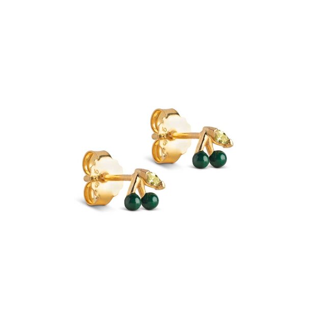 ENAMEL COPENHAGEN - CHERRY STUD FORGYLDT | PETROL GREEN