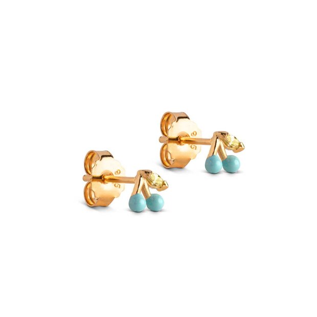 Billede af Cherry Stud Forgyldt | Icy Blue Fra Enamel Copenhagen