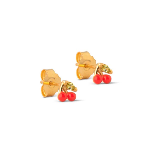 Billede af Cherry Stud Forgyldt | Coral Fra Enamel Copenhagen