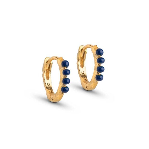 Billede af Paula Hoops 10 Mm Forgyldt M/navy Blue Fra Enamel Copenhagen