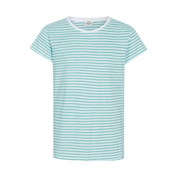 Billede af Organic Jersey Stripe Tuvina Tee Fav | Creme De Menthe/brilliant White Fra Mads Nørgaard Kids