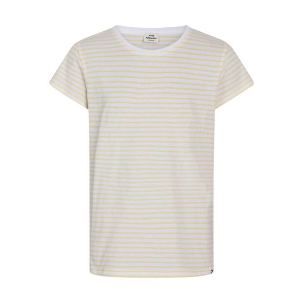 Billede af Organic Jersey Stripe Tuvina Tee Fav | Double Cream/brilliant White Fra Mads Nørgaard Kids