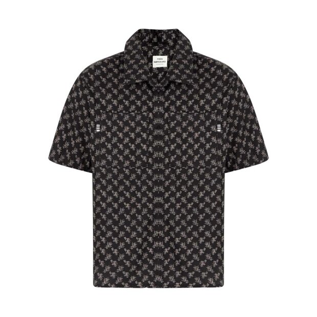 Billede af Aop Poplin Skully Shirt | Black/vintage Khaki Fra Mads Nørgaard