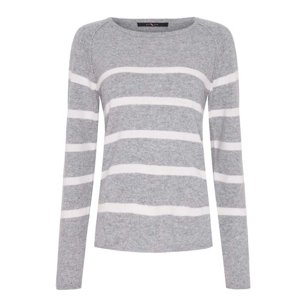 Billede af Cashmere Strik M/striber | Grey Melange/ivory Fra Btf Cph