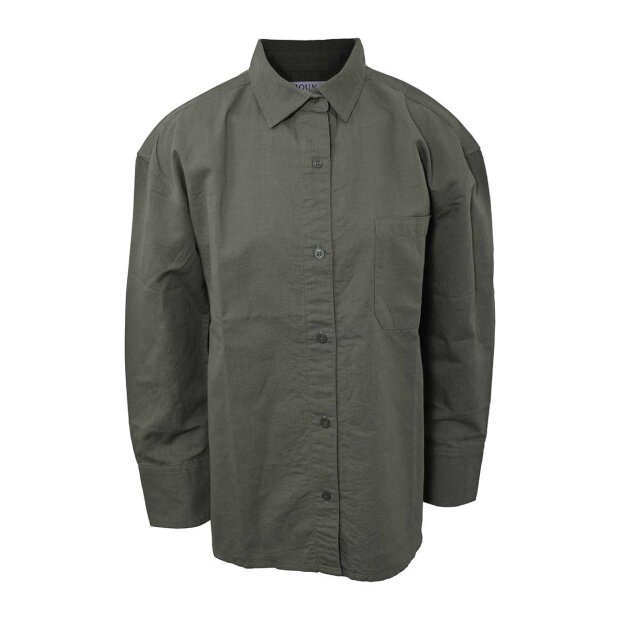 HOUND - LINEN BLEND SHIRT | ARMY