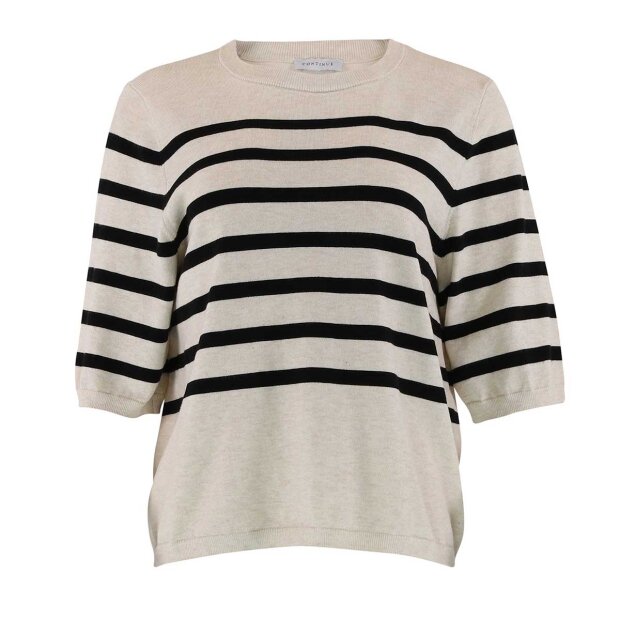 Mila Stripe Bluse | Sand/sort Fra Continue Copenhagen