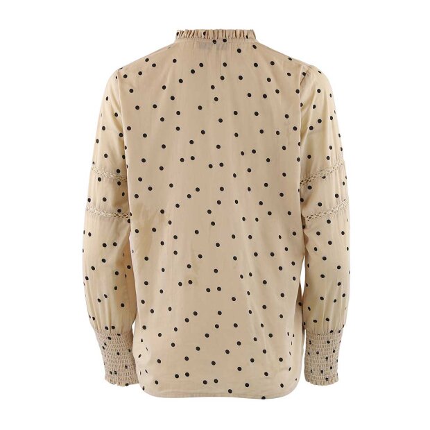 CONTINUE COPENHAGEN - ASTA DOT BLUSE | BEIGE M/SORTE PRIKKER
