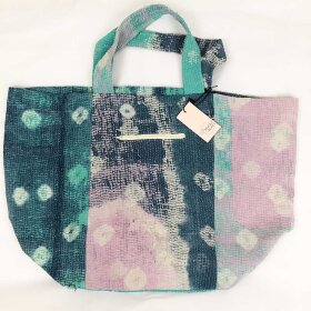 RELOVE AND ROSES - BIG TOTE KANTHA 70X45X22 CM | PETROL