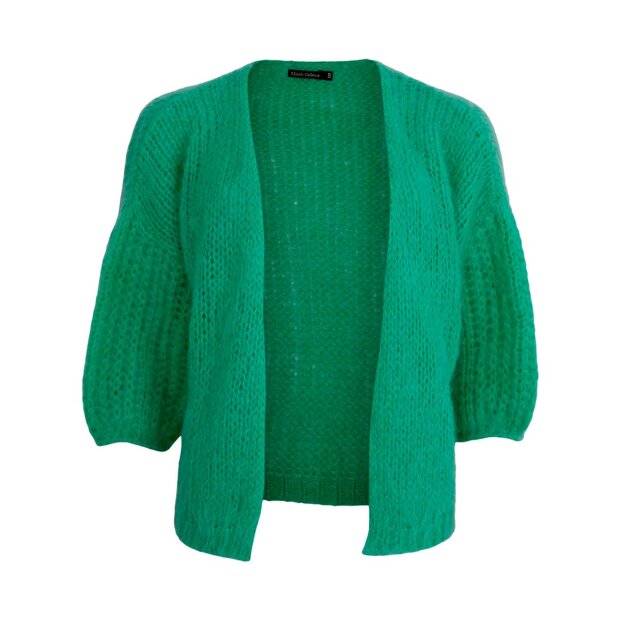 BLACK COLOUR - CASEY PUFF SLEEVE CARDIGAN | APPLE GREEN