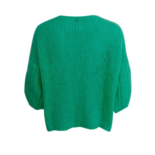 BLACK COLOUR - CASEY PUFF SLEEVE CARDIGAN | APPLE GREEN