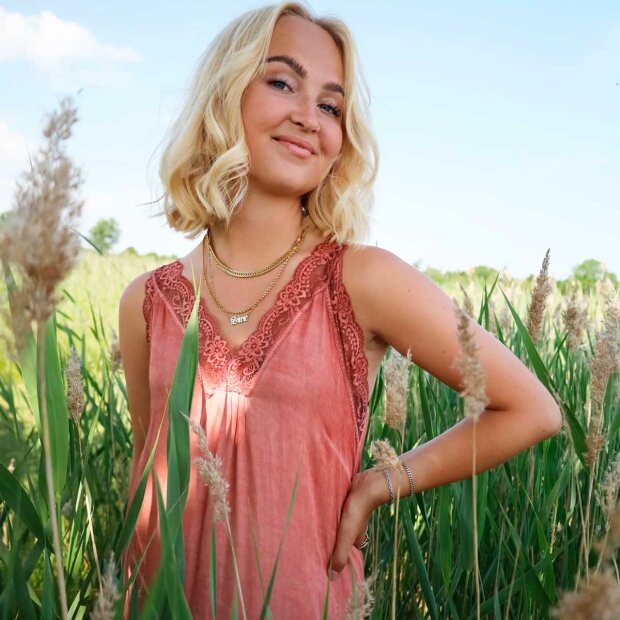 BLACK COLOUR - BEATE LANG KJOLE M/BLONDE | DUST ROSE