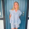 CONTINUE COPENHAGEN - LEE STRIPE TOP | BLÅ