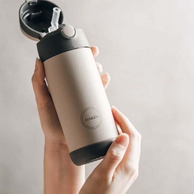 AYA & IDA - KIDS STRAW BOTTLE 350 ML | CREAM BEIGE