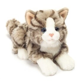 TEDDY HERMANN - LIGGENDE KAT GRÅ 20 CM