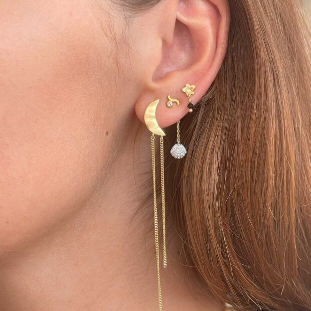 STINE A - TRES PETIT GARDEN FLOWER EARRING W/ BLACK SPINEL 1 STK. | FORGYLDT