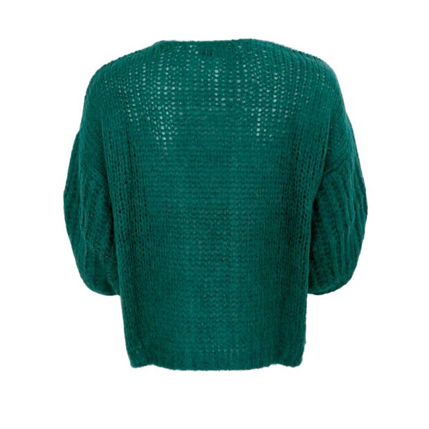 BLACK COLOUR - CASEY PUFF SLEEVE CARDIGAN | DEEP GREEN