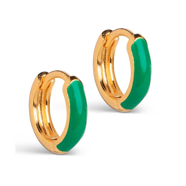 Billede af Enamel Chunky Hoops | Forgyldt M/grass Green Fra Enamel Copenhagen