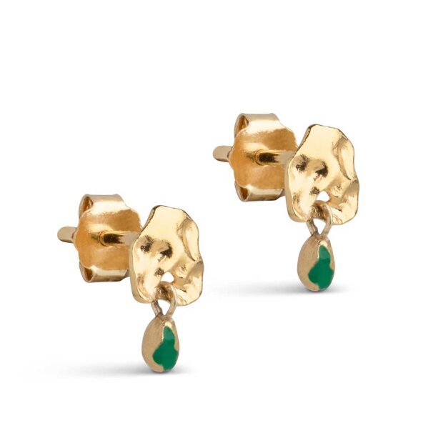 ENAMEL COPENHAGEN - MIO ØRESTIKKER |  FORGYLDT M/GRASS GREEN ENAMEL COPENHAGEN - MIO ØRESTIKKER |  FORGYLDT M/GRASS GREEN