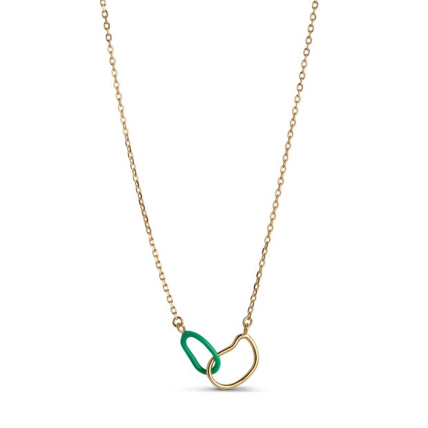 Billede af Organic Db Circle Halskæde | Forgyldt M/grass Green Fra Enamel Copenhagen